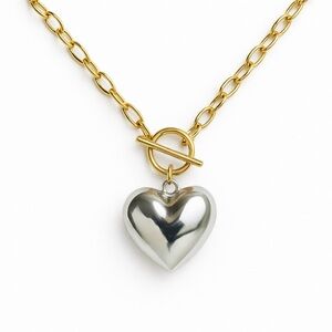 ⚜️ Gold and Silver Heart Pendant Necklace